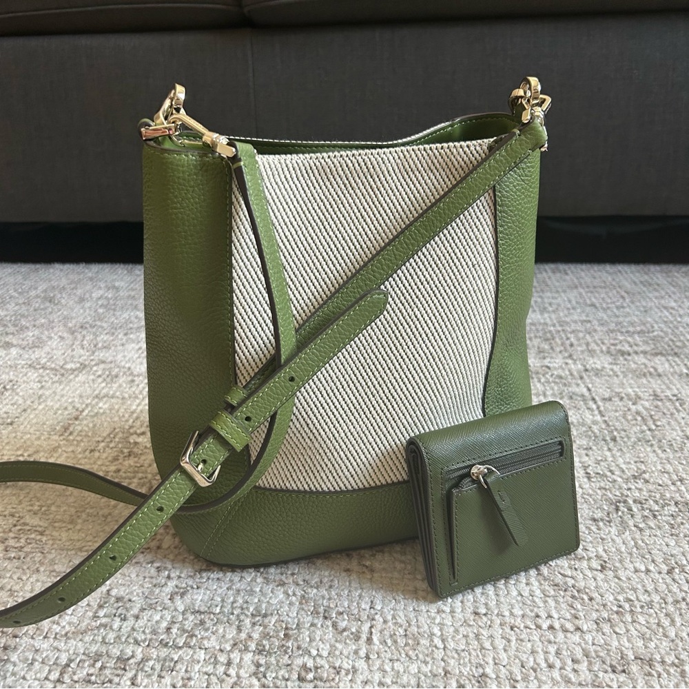kate spade Olive Green and Cream Leather Shoulder Bag with Matching Wallet - Picture 5 of 9